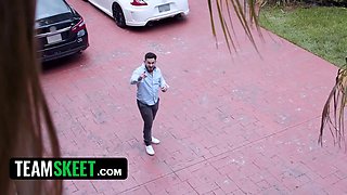 Rebellious step daughter wants to prove that she's a grown chick by getting herself creampied