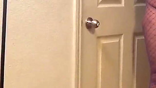 Walking Around in Fishnet Bodysuit High Heels