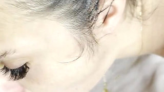 Petite slut Holy Machiavelli getting a big load of cum in her mouth