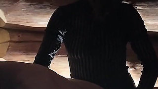 Dark Pegging on the Stairs with a Pink Dildo