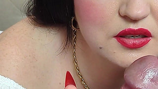 POV Handjob in High Heel Boots: Long Red Nails & Cum Swallow - Dame Olga 4K (730)