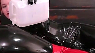 Lesbian Couple Have Latex Rubber Petting on the Bed, Romantic Lockdown Fun