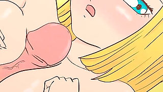 Android 18 Jerks off a Guy's Huge Cock with Her Tits and Fucks in the Ass and Pussy! Dragon Ball Hentai Cartoon Parody!