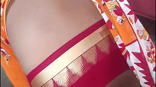 Desi housewife changing saree while being watched by Bengali maid secretly