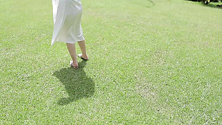 My First Public Video, Masturbate in My White Satin Dress