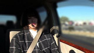 Car masturbation with Japanese teen