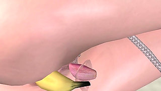 Office Banana Bondage: 3D Cartoon Girl Tied up & Licked with Toys