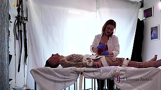Mistress Inanna Performs Sadistic Urethral Sounding Surgery on Segufix Bound Patient. Roleplay, Medical Fetish Part 2