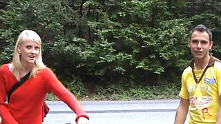 European teen picked up and fucked on the side of the road