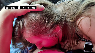 Stepsister Gives Stepbrother His First Blowjob in the Car POV