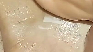 She Caresses My Cock with Her Feet and I Cum on Her Young Body