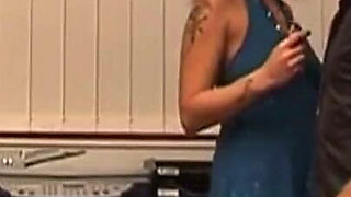 Tattooed Brunette MILF Rides Hard on Office Desk