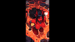 Demon girl in a lava bath (Ai animation)
