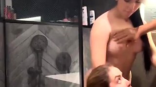 Sofia Rodriguez And Erikka Blanco Threesome Shower Fun
