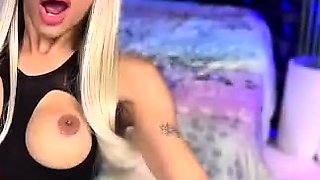 Big Tits Tranny Strokes her Big Cock