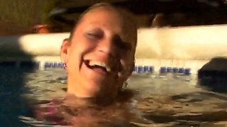 German Amateur Couple's Poolside Fun on Mallorca