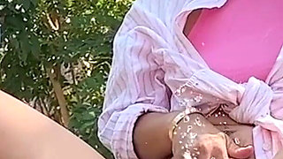 Huge Piss Fountain on My Soles - Motorbike Public Flashing