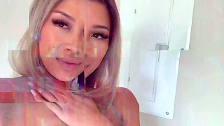 Sexy Blonde Babe With Big Boobs Strips Bra
