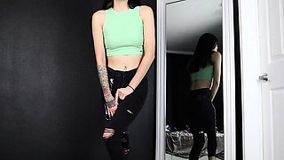 Amateur real small titted party teen slammed in gym class