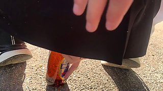 I caught my neighbor's daughter, a graduate, drinking and punished her with a bottle in her ass