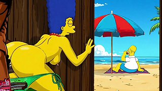 Cartoon hentai, porn parody, marge simpson