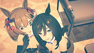Uma Musume - Eishin Flash and Smart Falcon Bunnysuits Sex - 3D Hentai Animations