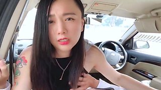 Asian Girl Has Public Car Sex with Uber Driver and Swallows