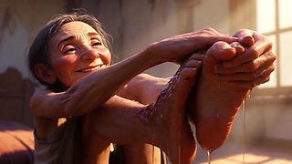 Granny Foot Oil Session - Feeling Intense Pleasure & Craving Tongue