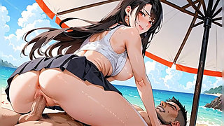 Public Sex on the Beach with a Stranger Ass and Pussy Creampie