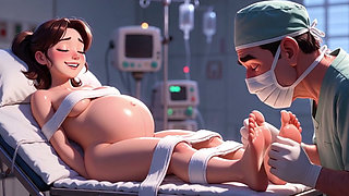 Naughty Doctor Sucking Pregnant Patient Toes in Surgery