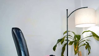 Amazing TS strokes her big cock while teasing