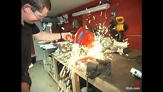 Blonde Bondage Handjob Domination: Creampie Fetish & Humiliation on Concrete Floor