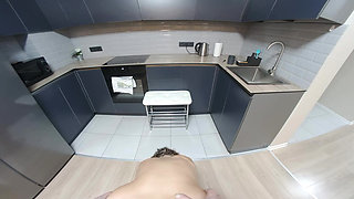Elena Muze Is in the Kitchen Spreading Her Legs Open to Show Her Pussy in VR