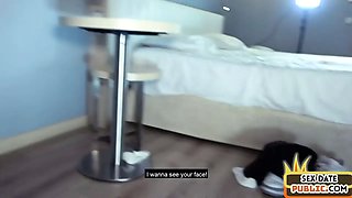 Skinny sex date babe sucks outdoor in public be4 fucked