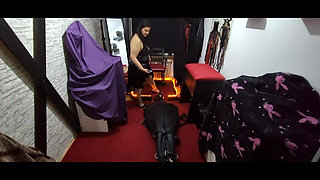 Hot Wax Dripping on Bound Submissive's Ass Cheeks