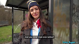 Shy Flight Attendant Seduced by Public Agent during Layover - Cum Fly With Me - Coco Bae and Martin Gun