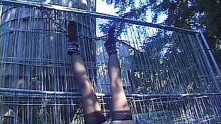 Corseted Brunette MILF Enjoys Masked Oral Devotion Outdoors