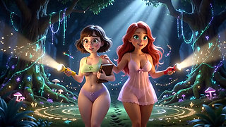 Three Nude Beauties on All Fours: Enchanted Forest Vines Deliver Shared Waves of Ecstasy (AI generated)