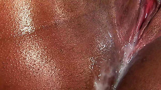 Black Beauty Oiled up - Horny Ebony Babe Gets Soaked & Fucked Hard in Wet Scene
