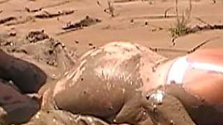 Julie Fucked Like a Mud Pig - Dress Gone, Lingerie, Ass Pounded, Hogtied, Face in the Mud, Cum All Over