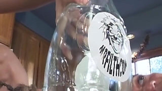 Mature MILF Stretched Wide with Bottle and Thick Cock