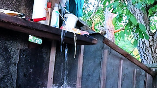 Outdoor Shower Blowjob Big Tits POV
