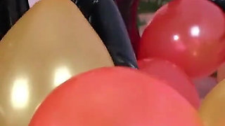 Looney Fetish, Air Balloons Lesbian Fun in Latex Rubber Costumes