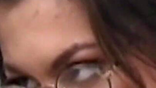 Glasses-wearing Brunette Gets Pounded in Retro Hardcore Fuck