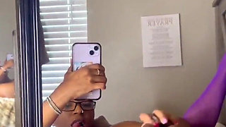 Sexy Ebony Babe Fingering Pussy Wet Dildo