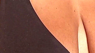 Only Wearing a Sports Top with Her Saggy Breasts to the Gym