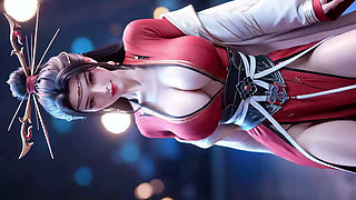 Beautiful female Ninja's dance and her unforgettable night of exploding emotions AI