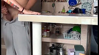 My Real Stepmom in the Mature Kitchen Masturbates I Penetrate Her Delicious