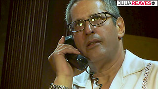 Horny girl sucks a huge cock in the sofa to a mouth cumshot