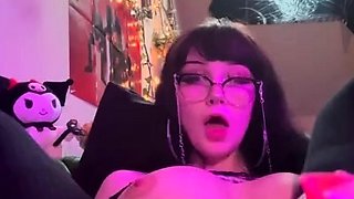 Big boobs camgirl rides her toy on webcam